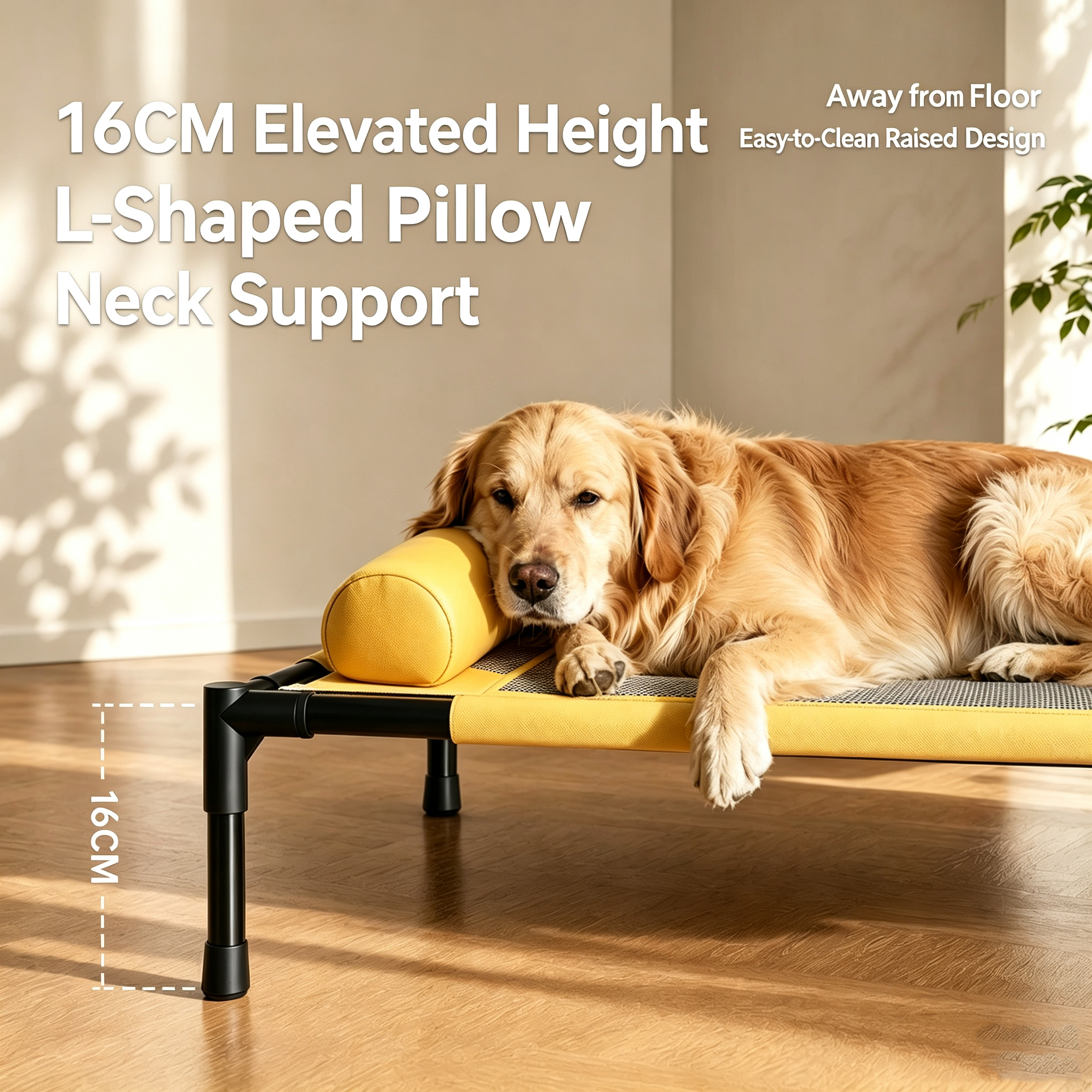 Breathable Elevated Dog Cot Bed, Off-Ground Moisture-Proof, Adjustable Height Pet Bed