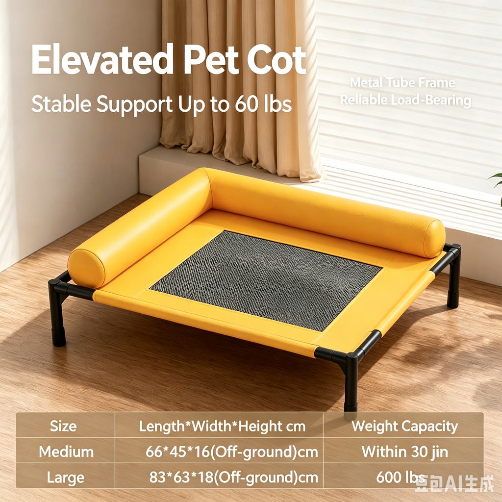 Breathable Elevated Dog Cot Bed, Off-Ground Moisture-Proof, Adjustable Height Pet Bed